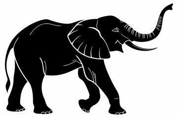 Obraz premium Black Silhouette of an Elephant - Vector Illustration for Logos, Stickers, and Designs