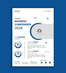 Business conference flyer template design. Annual corporate workshop promotion poster.