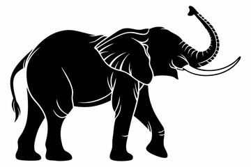 Black Silhouette of an Elephant Walking - Vector Illustration for Logos, Stickers, and Designs