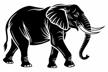 Black Silhouette of an Elephant Walking - Vector Illustration for Logos, Stickers, and Designs