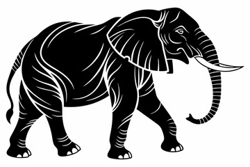 Black Silhouette of an Elephant Walking - Vector Illustration for Logos, Stickers, and Designs