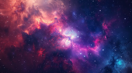 Fototapeta premium Colorful space galaxy cloud nebula. Starry night cosmos scene. An astronomical background wallpaper depicting the universe and a supernova.