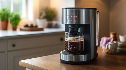 Modern coffee maker on kitchen counter
