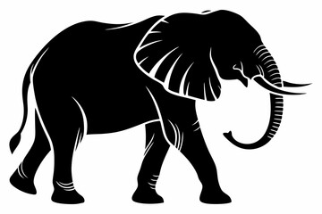 Black Silhouette of an Elephant Walking - Vector Illustration for Logos, Stickers, and Designs
