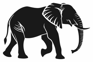 Black Silhouette of an Elephant Walking - Vector Illustration for Logos, Stickers, and Designs