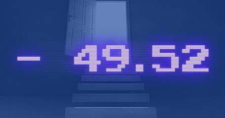 Image of financial data processing over computer servers background