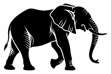Black Silhouette of an Elephant Walking - Vector Illustration for Logos, Stickers, and Designs