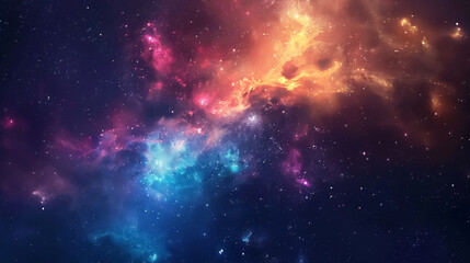 Fototapeta premium Colorful space galaxy cloud nebula. Starry night cosmos scene. An astronomical background wallpaper depicting the universe and a supernova.