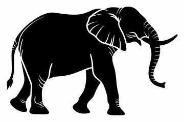 Black Silhouette of an Elephant Walking - Vector Illustration for Logos, Stickers, and Designs