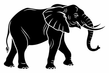 Black Silhouette of an Elephant Walking - Vector Illustration for Logos, Stickers, and Designs