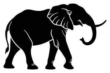 Black Silhouette of an Elephant Walking - Vector Illustration for Logos, Stickers, and Designs