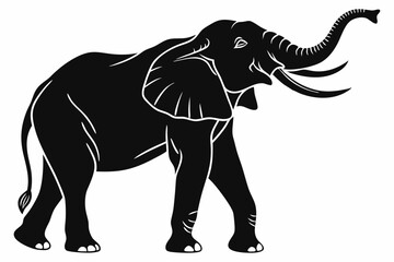 Black Silhouette of an Elephant Walking - Vector Illustration for Logos, Stickers, and Designs