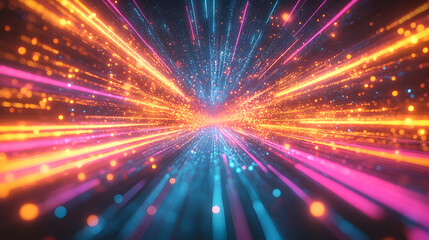 Obraz premium Neon Speed Tunnel, Digital Abstract