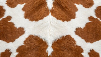 Close up of brown and white cowhide texture.  Natural animal skin background.