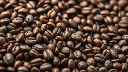 Fototapeta premium Roasted Coffee Beans Background Texture Close Up Detail