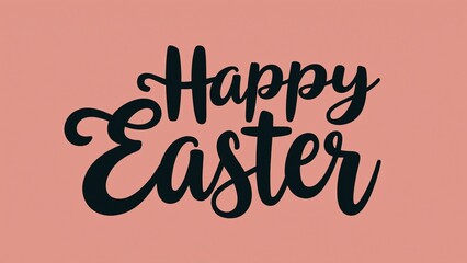 Happy Easter vintage calligraphy text on pink background. Christian hand drawn lettering poster for Easter. Modern handwritten brush type isolated for poster, t-shirt, banner, logo