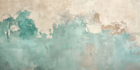 Abstract texture with teal and beige paint