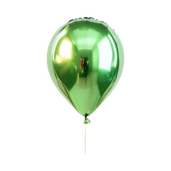Green Foil Balloon Isolated on Transparent Background
