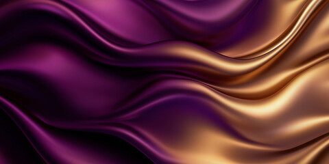 Obraz premium Elegant silk fabric waves in purple and gold tones