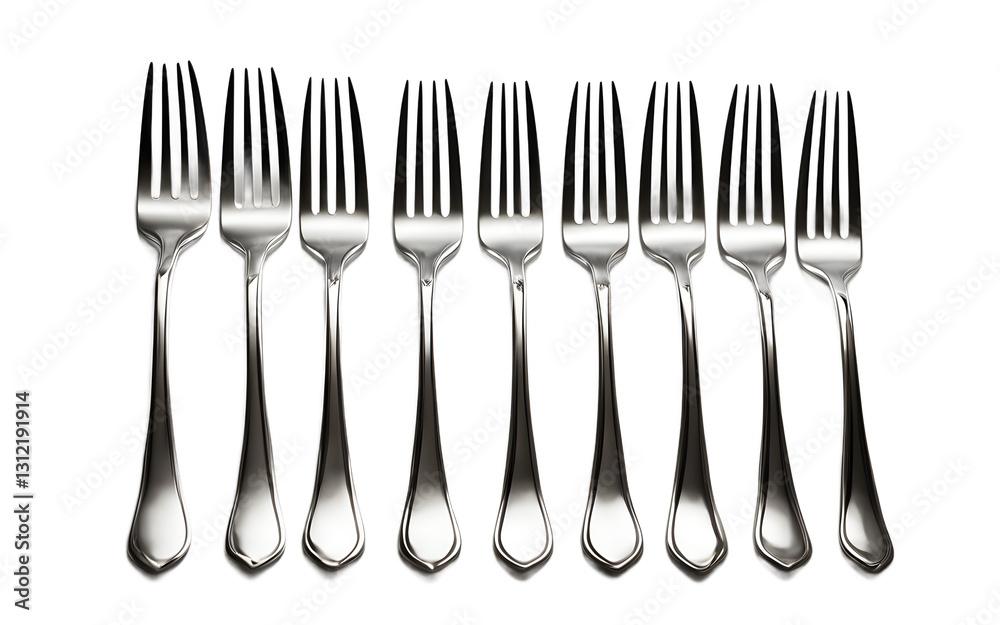 Poster a set of forks for eating, isolated on a empty plain background