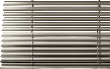 A set of horizontal window blinds made of aluminum, isolated on a empty plain background