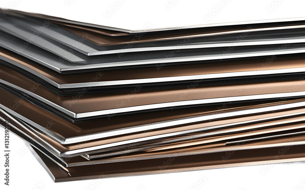 Aufkleber a set of metal panels stacked neatly, isolated on a empty plain background
