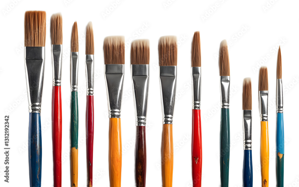 Poster a set of paintbrushes for painting, isolated on a empty plain background