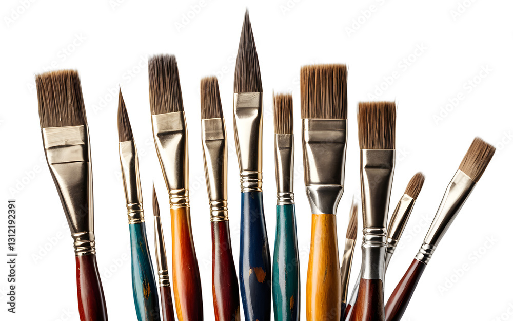 Poster a set of paintbrushes for painting, isolated on a empty plain background