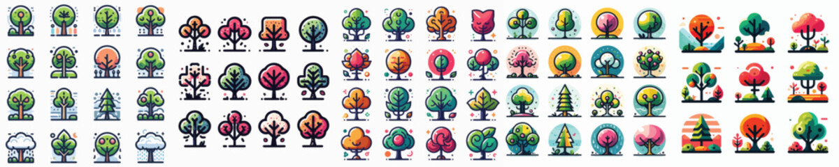 Vector set of tree illustrations.