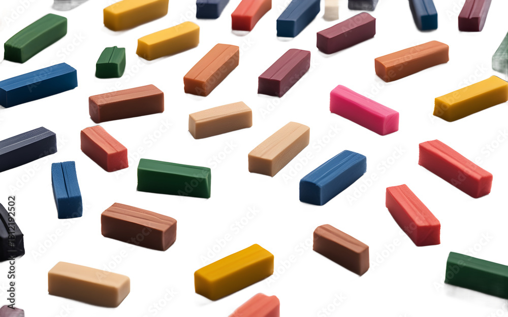Poster a set of rubber erasers for correcting pencil marks, isolated on a empty plain background