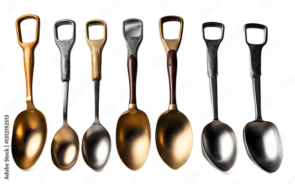 Poster A set of scoopers for measuring or serving, isolated on a empty plain background