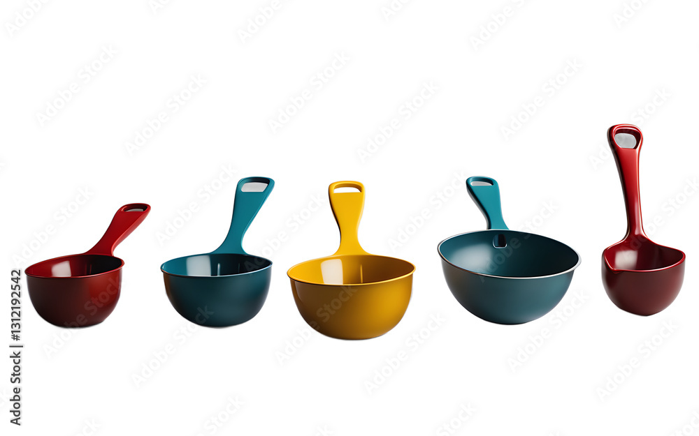 Poster a set of scoopers for measuring or serving, isolated on a empty plain background