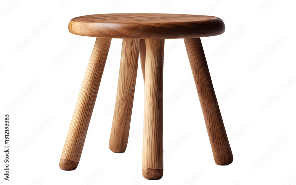 Aufkleber a small wooden stool with three legs, isolated on a empty plain background