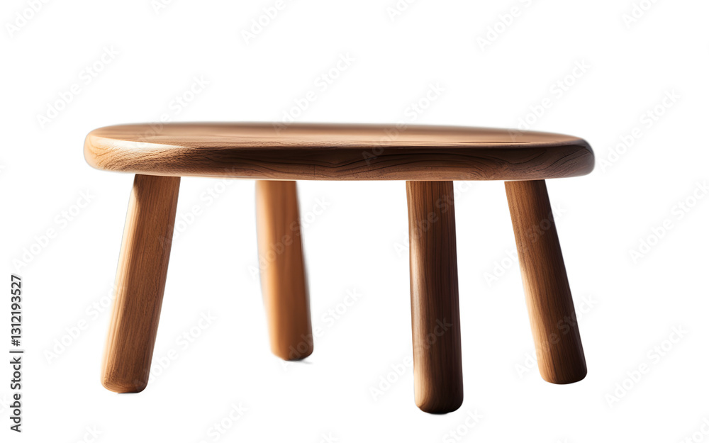 Aufkleber a small wooden stool with three legs, isolated on a empty plain background