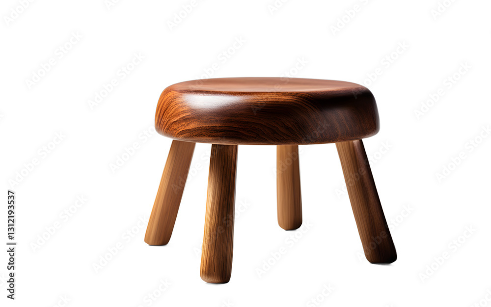 Aufkleber a small wooden stool with three legs, isolated on a empty plain background