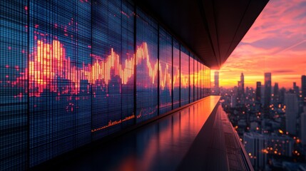 Modern financial data visualization on a building