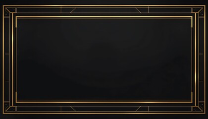 Elegant Black Background with Golden Art Deco Frame Design