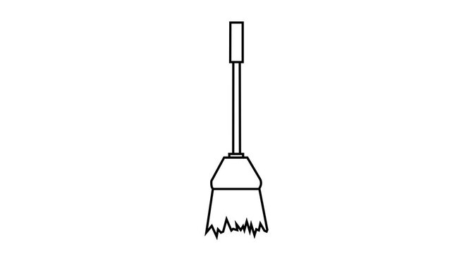 Broom icon animation with white background.