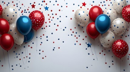 Red, White, and Blue Balloons With Star Decorations for Festive Celebration patriotic themes and lively gatherings
