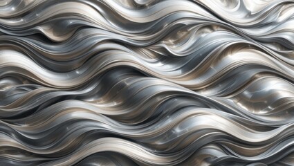 Abstract Silver Wave Texture with Flowing Curves and Reflective Surface