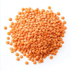 Pile of Red Lentils Isolated on Clean White Background, lentils isolated on white background