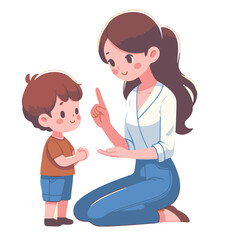 Mom Explaining to Her Child Important Life Lessons Vector