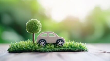 Car with a tree growing out of it symbolizing eco-friendly car washing tips for sustainable vehicle maintenance practices