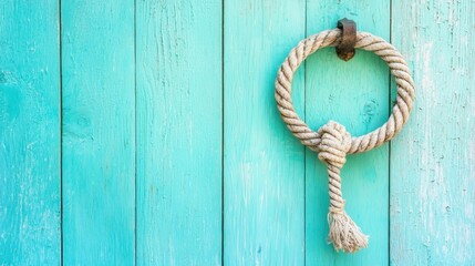 A rope is hanging on a wall.