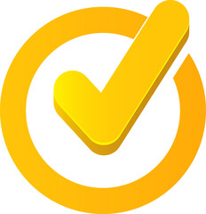 vector modern yellow and golden checkmark icon isolated on transparent background. Gold Check mark png clip art sign and symbol