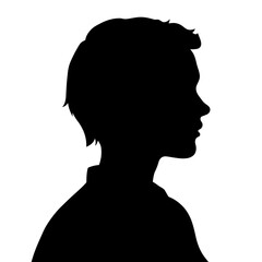 Silhouette of a person in profile on a white background