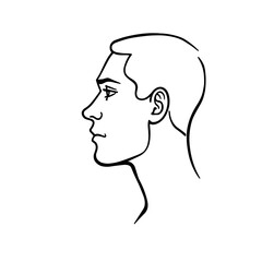 Profile silhouette of a man in minimalistic line art