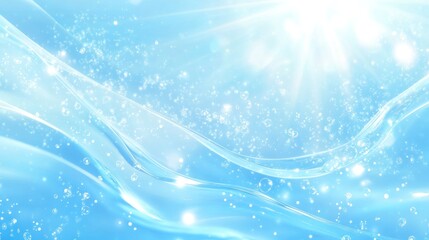 Light blue water waves with glistening particles