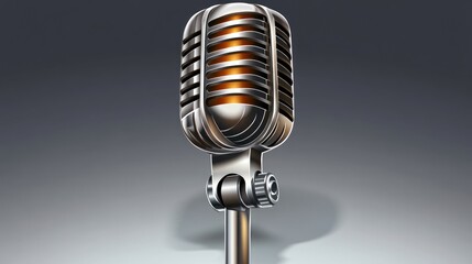Fototapeta premium Vintage Microphone on Gray Background