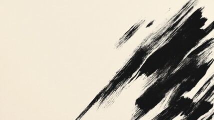 Abstract Ink Brushstrokes on Cream Background